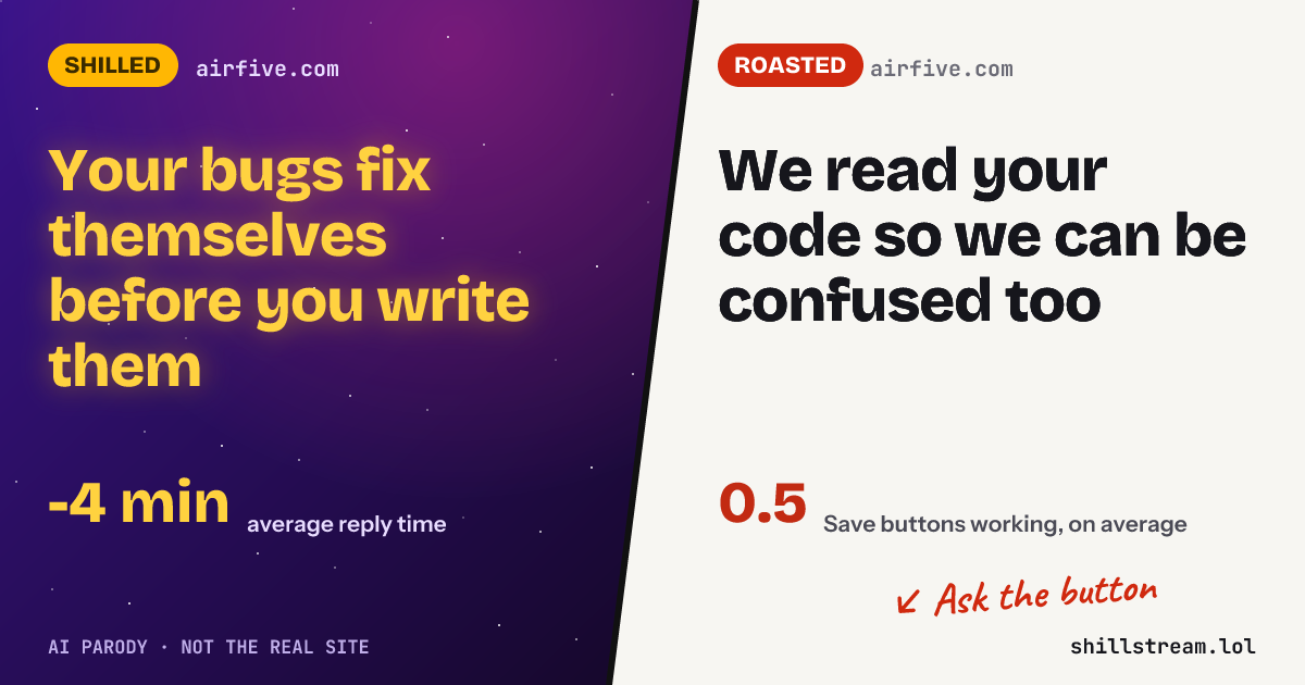 Before / after: airfive.com shilled and roasted