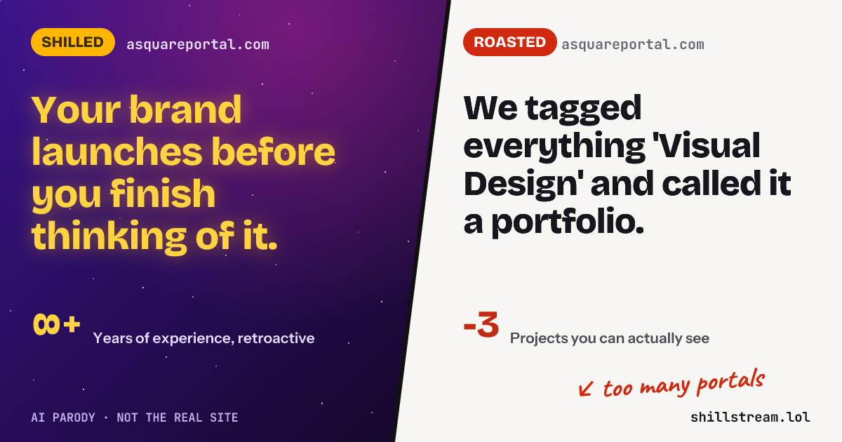 Before / after: asquareportal.com shilled and roasted