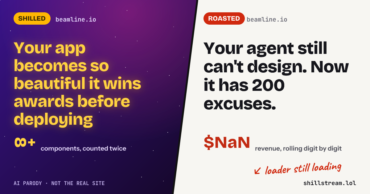 Before / after: beamline.io shilled and roasted