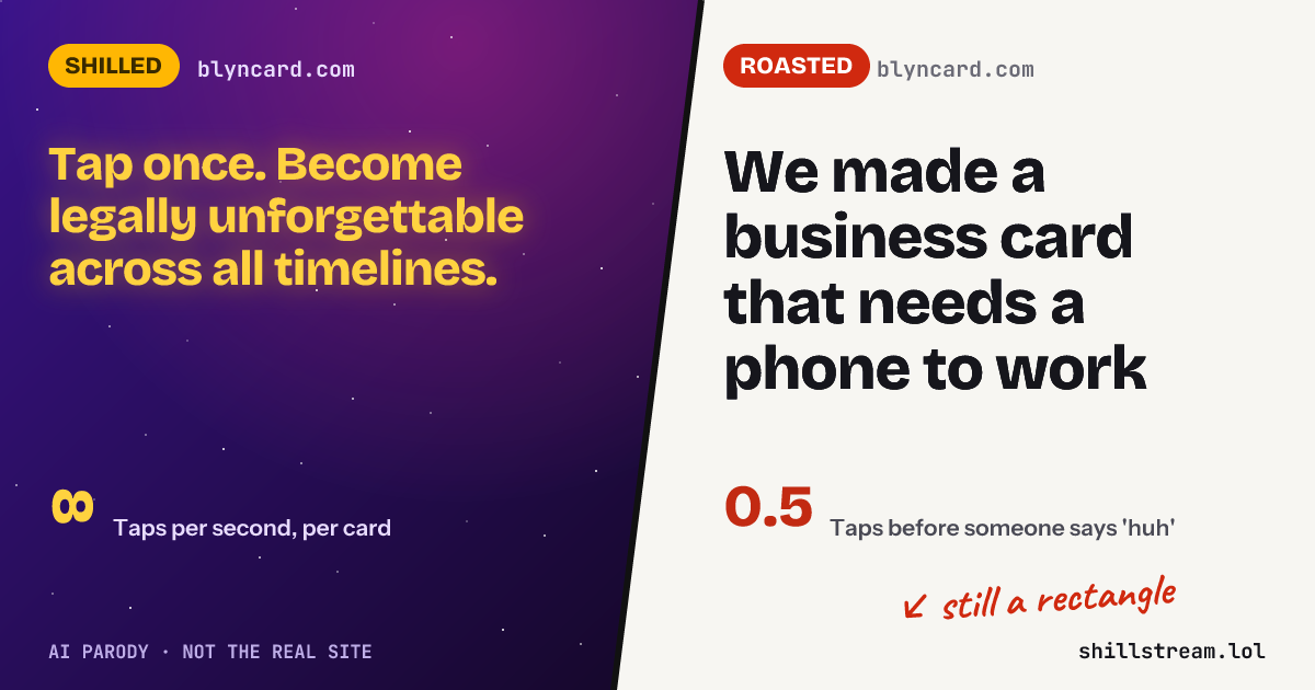 Before / after: blyncard.com shilled and roasted