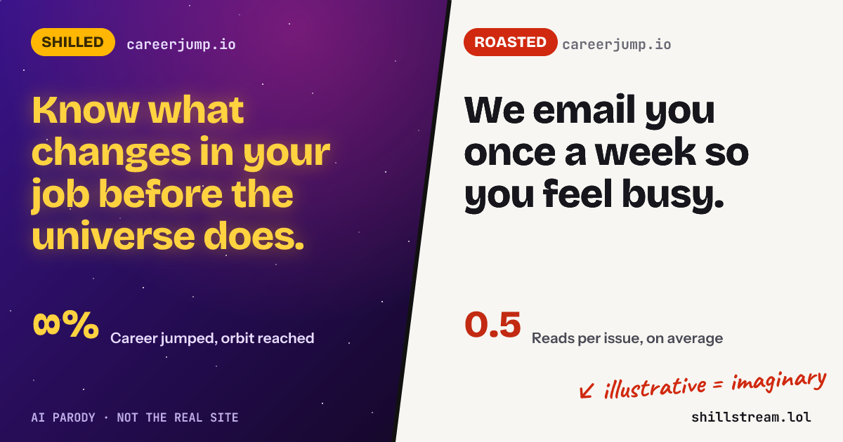 Before / after: careerjump.io shilled and roasted