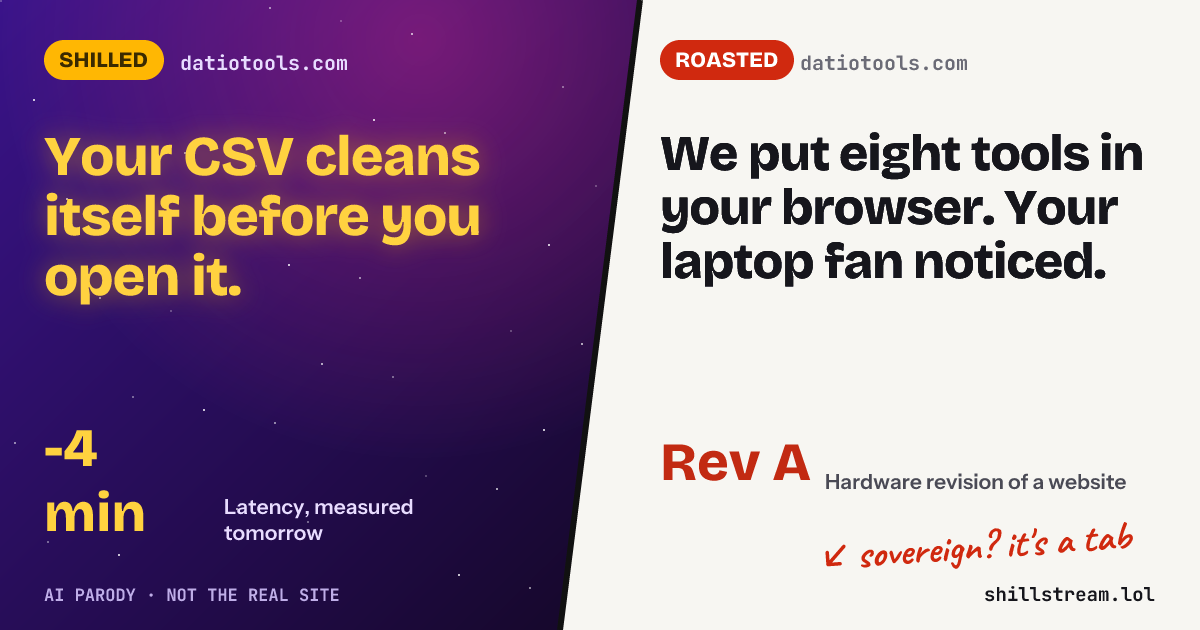 Before / after: datiotools.com shilled and roasted