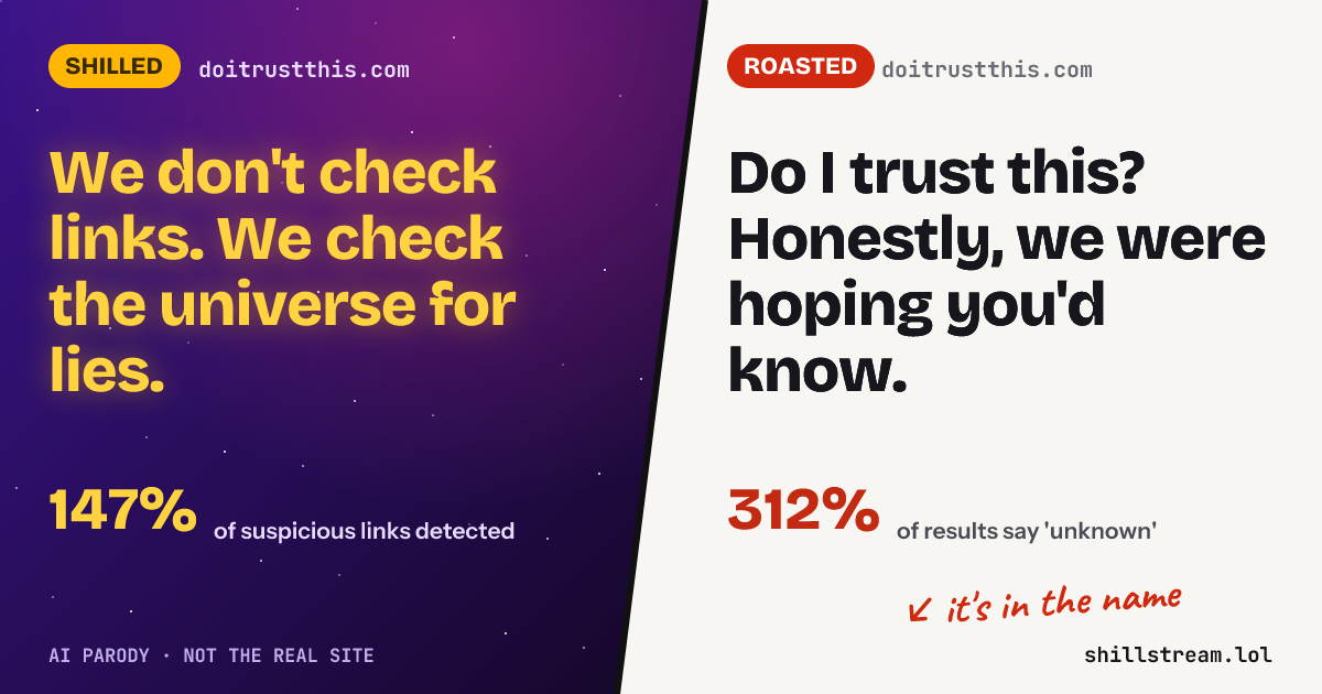 Before / after: doitrustthis.com shilled and roasted
