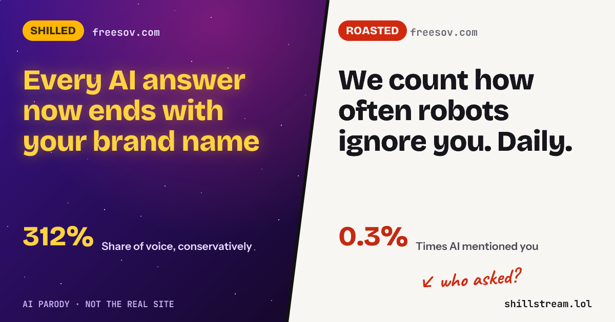 Before / after: freesov.com shilled and roasted