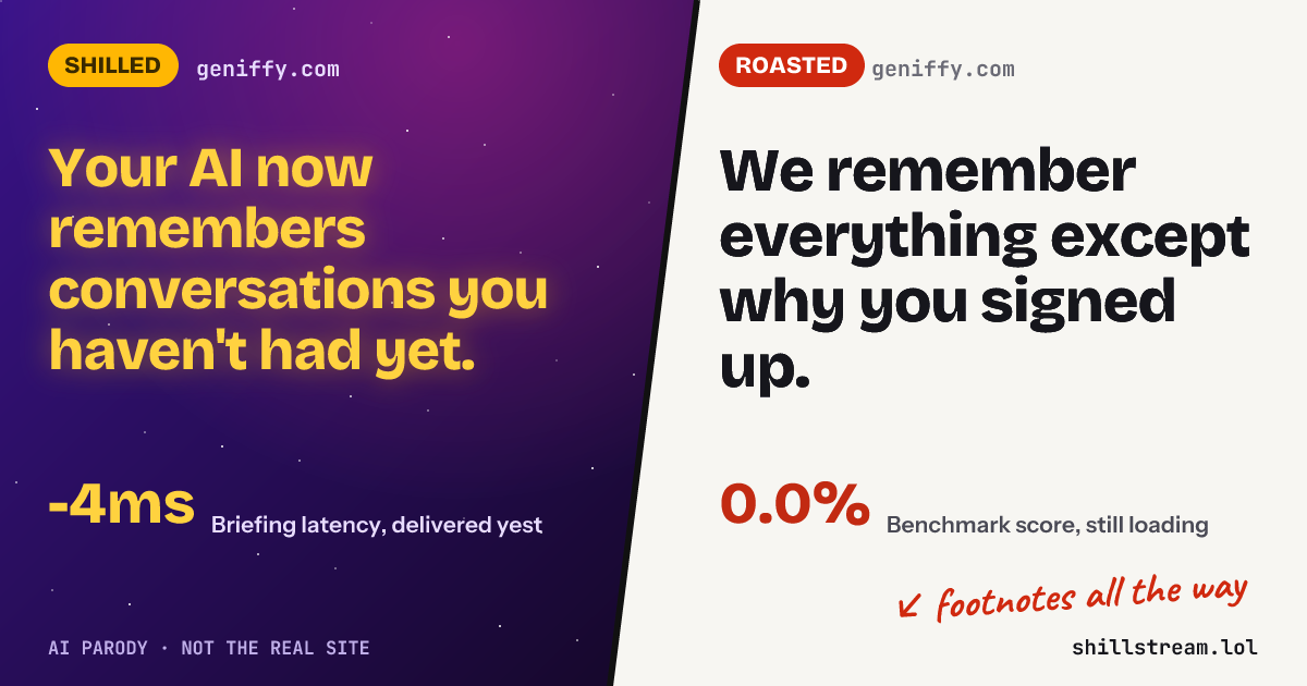 Before / after: geniffy.com shilled and roasted