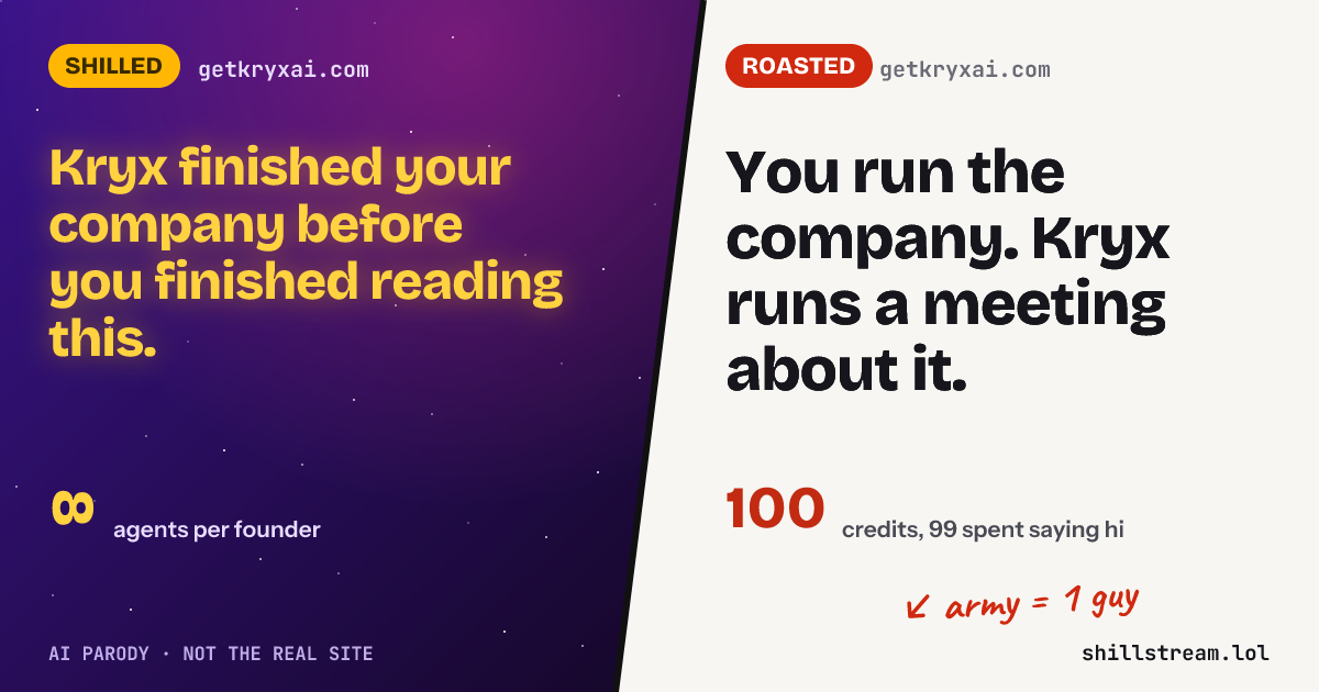 Before / after: getkryxai.com shilled and roasted