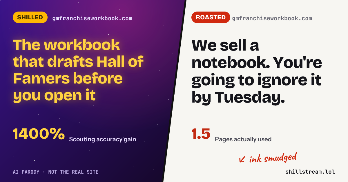 Before / after: gmfranchiseworkbook.com shilled and roasted