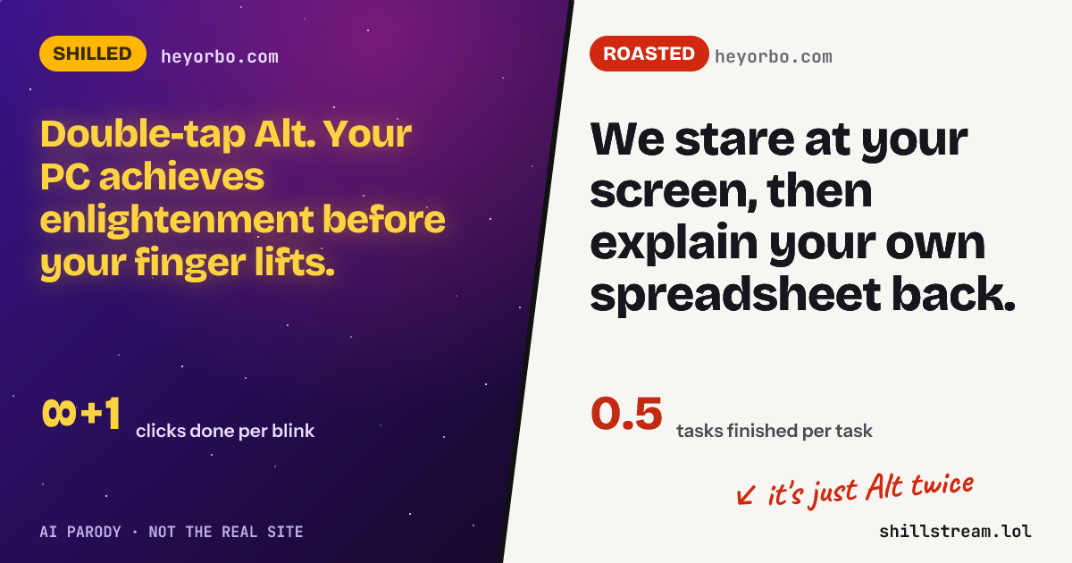 Before / after: heyorbo.com shilled and roasted