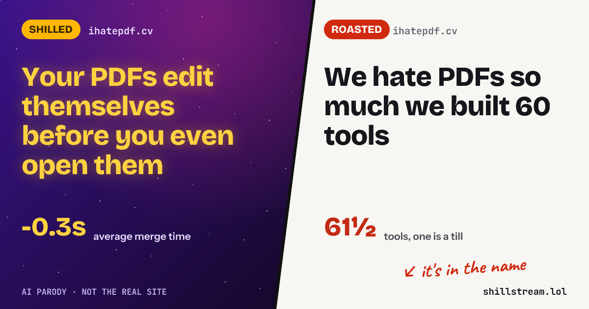 Before / after: ihatepdf.cv shilled and roasted