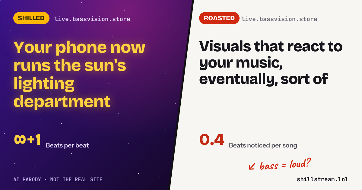 Before / after: live.bassvision.store shilled and roasted