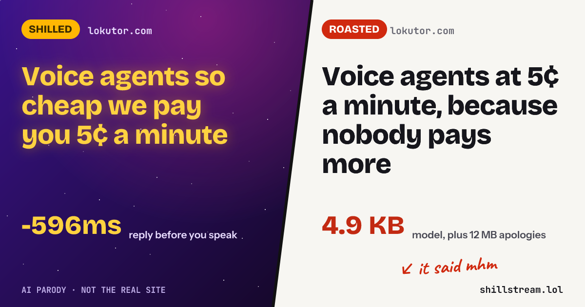 Before / after: lokutor.com shilled and roasted