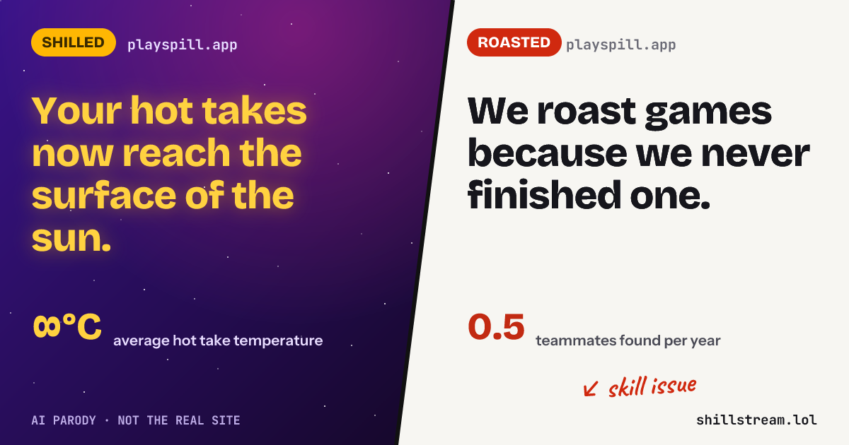 Before / after: playspill.app shilled and roasted