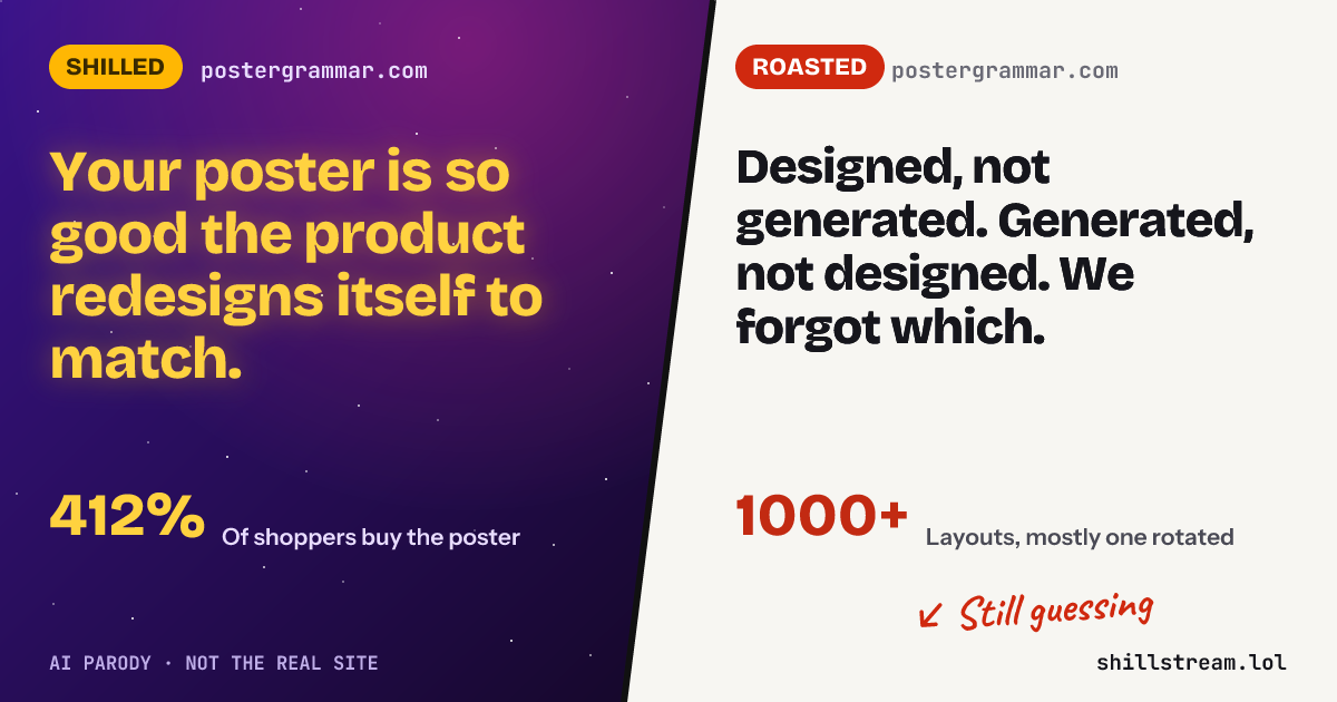 Before / after: postergrammar.com shilled and roasted