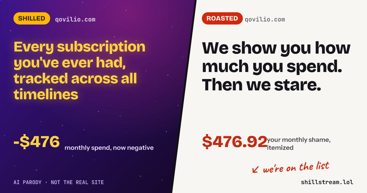 Before / after: qovilio.com shilled and roasted