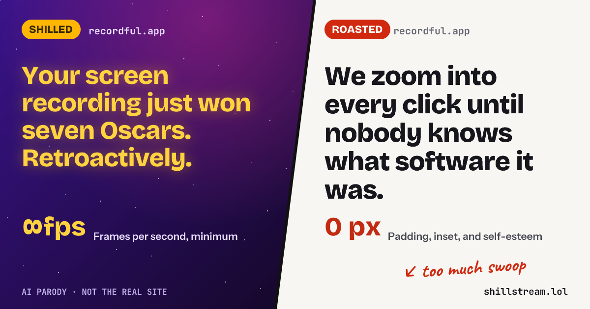 Before / after: recordful.app shilled and roasted
