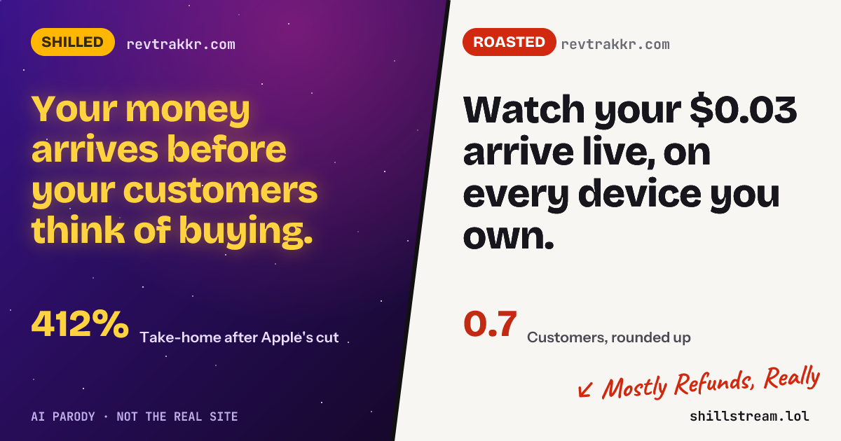 Before / after: revtrakkr.com shilled and roasted