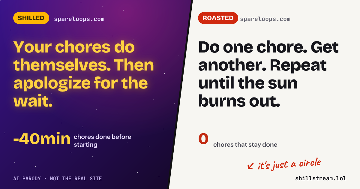 Before / after: spareloops.com shilled and roasted