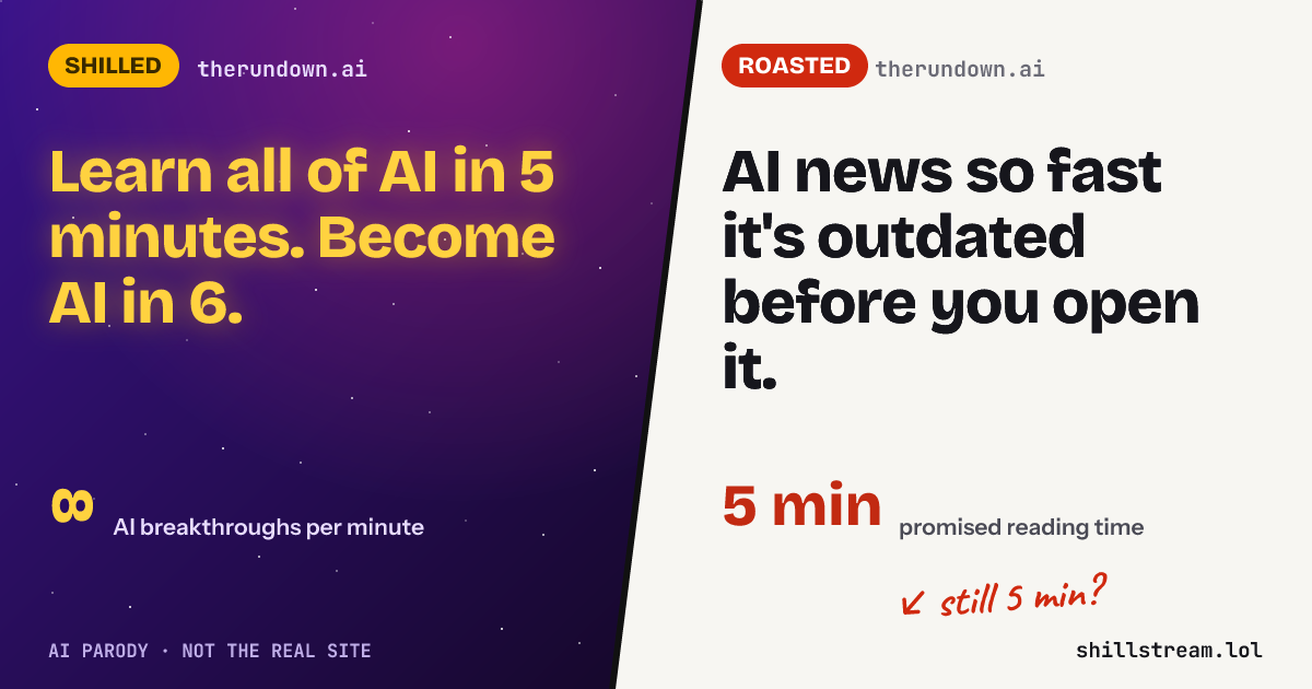 Before / after: therundown.ai shilled and roasted