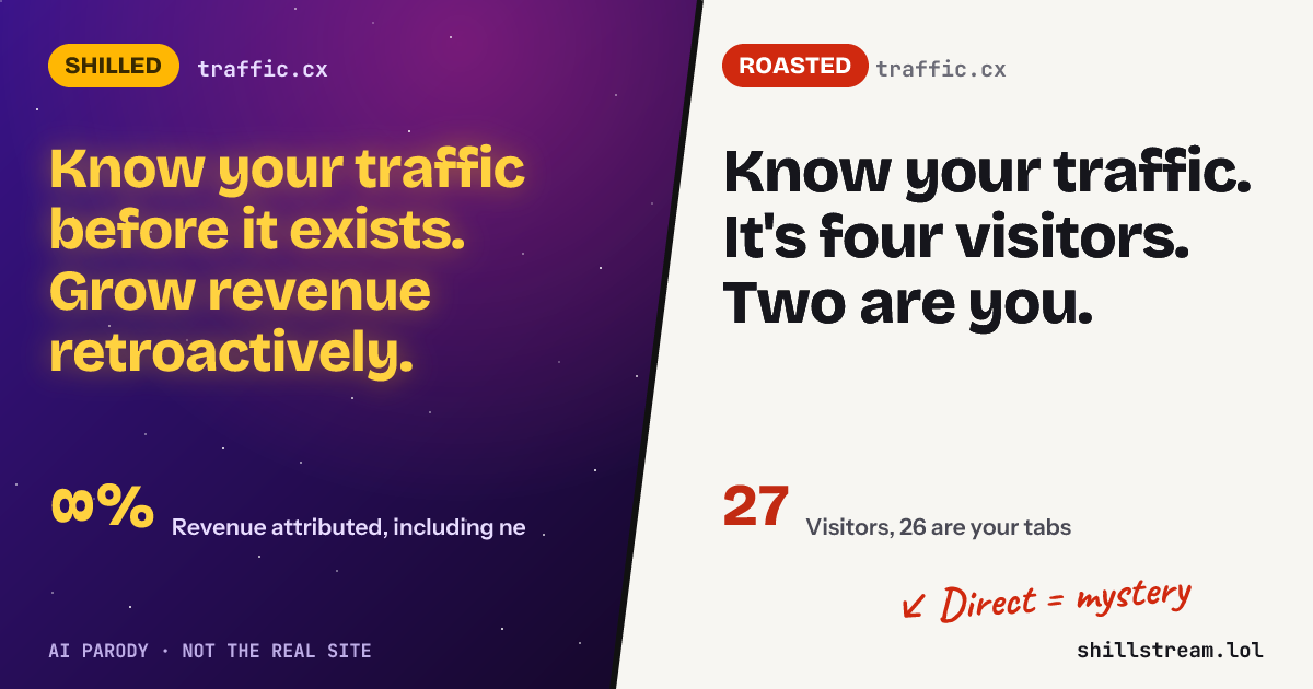 Before / after: traffic.cx shilled and roasted