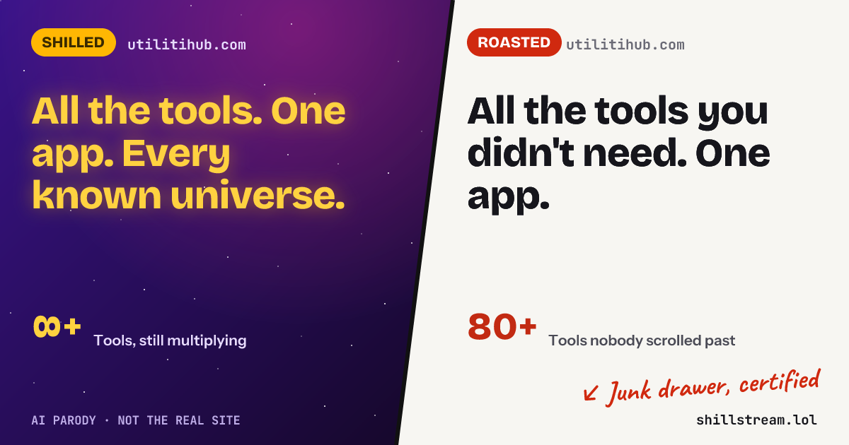 Before / after: utilitihub.com shilled and roasted