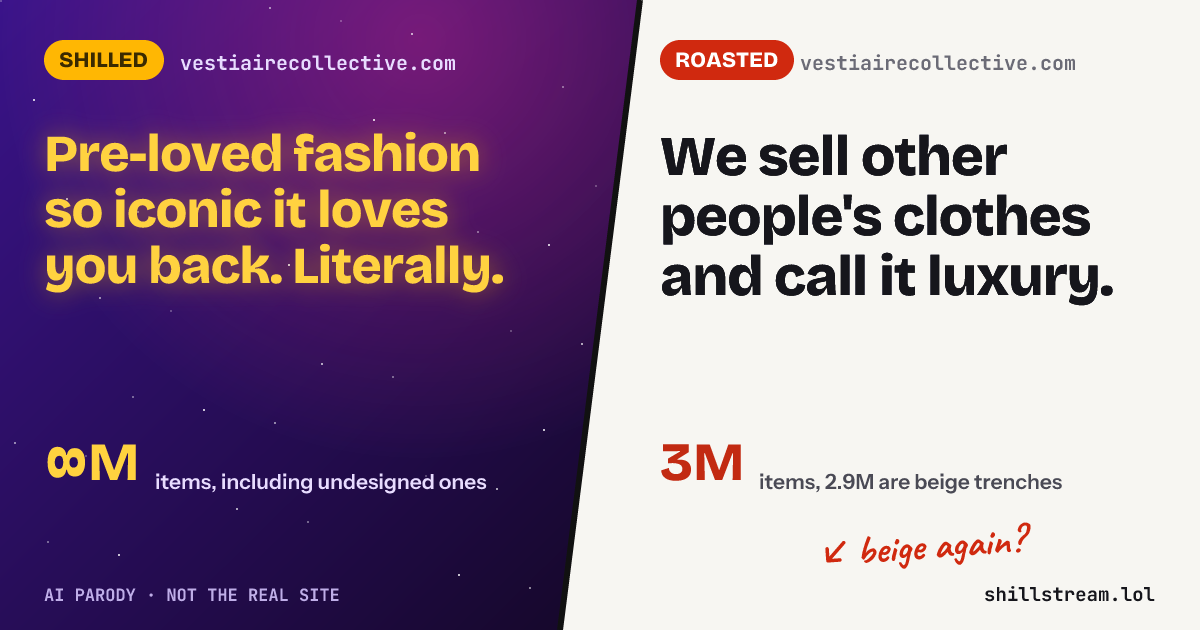 Before / after: vestiairecollective.com shilled and roasted