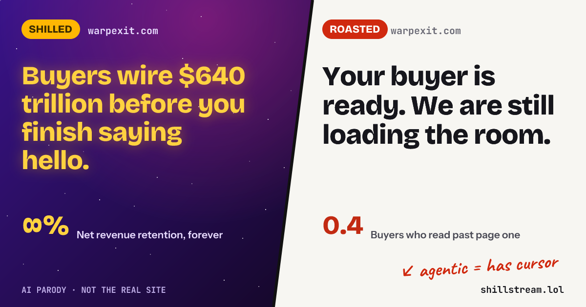 Before / after: warpexit.com shilled and roasted