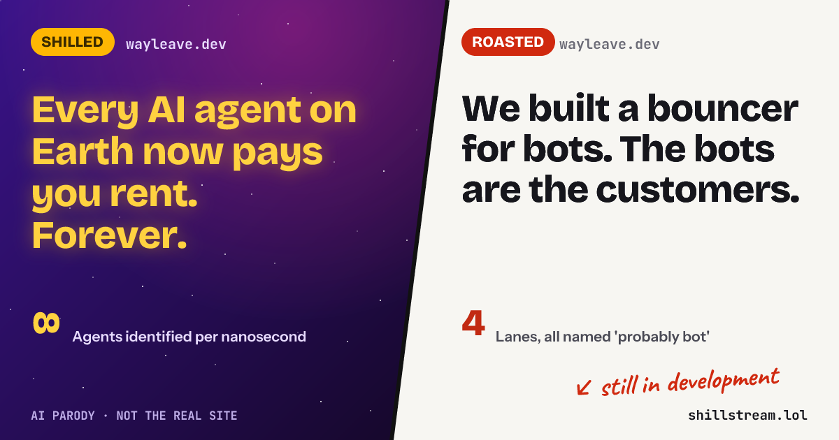 Before / after: wayleave.dev shilled and roasted